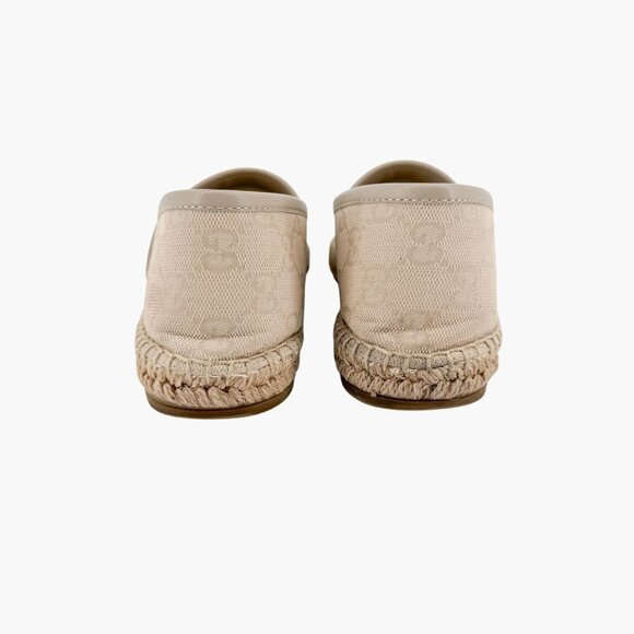Gucci GG Espadrille Flats EU 38.5 US 8.5 White Gray Monogram Canvas Slip On Shoe - Picture 7 of 13
